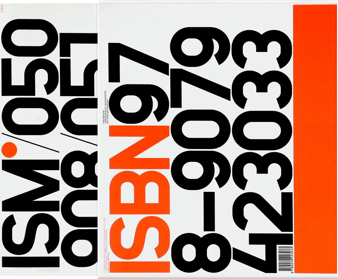 A book jacket covered in giant black numerals that spell out an ISBN, with the letters ISBN in orange, an orange block at the right edge and a small barcode at the bottom.