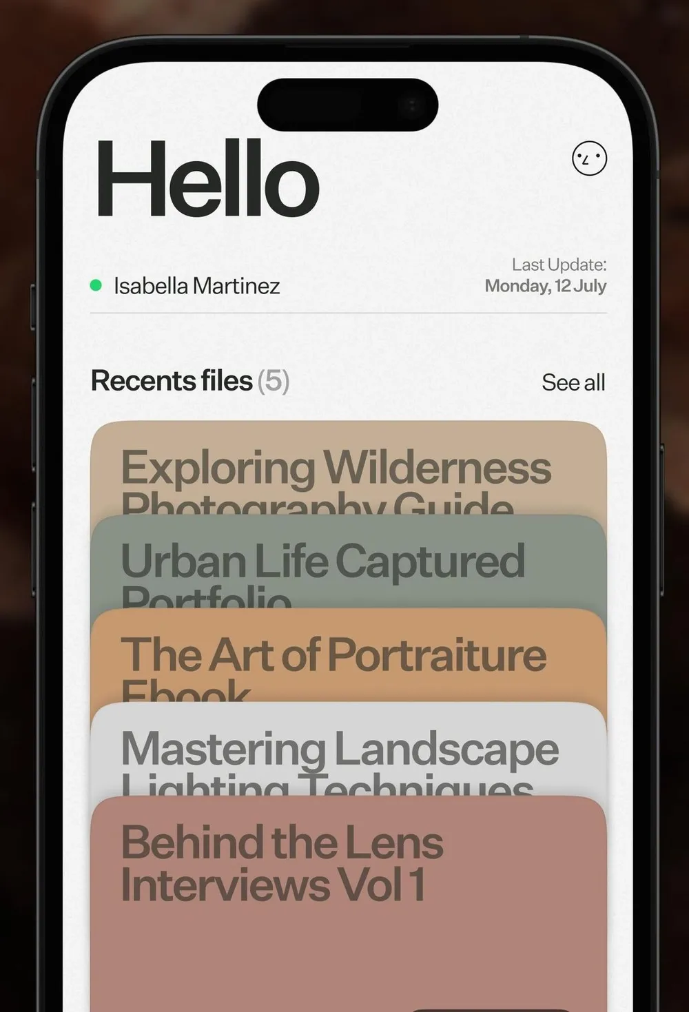 No. 104, app: quiet, editorial, minimal